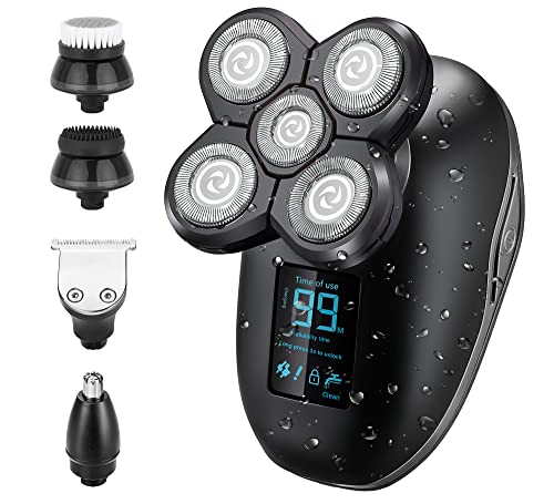 5-in-1 Electric Razors for Women, Wet/Dry 5D Women Razor & Hair Trimmer with USB Adapter & Charging Cable,5D Rechargeable Rotary Shaver with Lithium-Ion Battery, Water Resistant Grooming Kit