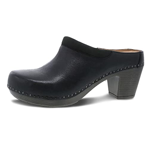 Dansko Sammy Stylish Mule Clog - Energy Return Footbed with Added Arch Support - Lightweight PU Outsole for Long-Lasting Wear - Great for All-Seasons Style Black Milled Burnished 7.5-8 M