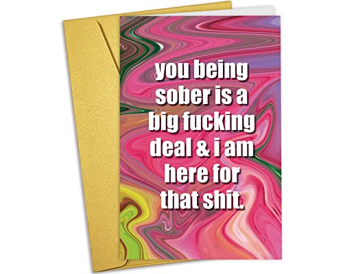 Nchigedy Funny Sobriety Gift for Men Women, Rude Sobriety Anniversary Card for Him Her, Addiction Recovery Card for Friends