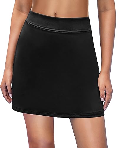 Ekouaer Women's Anytime Casual Skort Stain Resistant Skirts Tennis Black