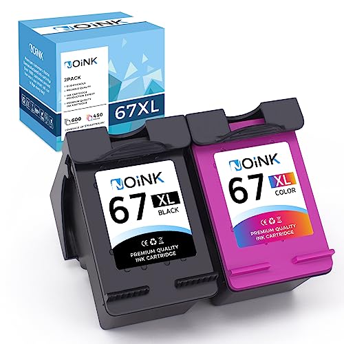 Printer Ink 67 67xl 67 XL Replacement for HP Ink 67 HP Printer Ink 67 HP 67 Ink Cartridges Black Color Combo Pack Deskjet 4100 2700 Ink Cartridges (1 Black, 1 Tri-Color, 2 Pack)