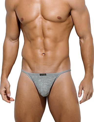 Arjen Kroos Men's Thong Swimwear Sexy G-String Briefs Underwear Swimsuit (Grey, Medium/28.0-30.7 inch)