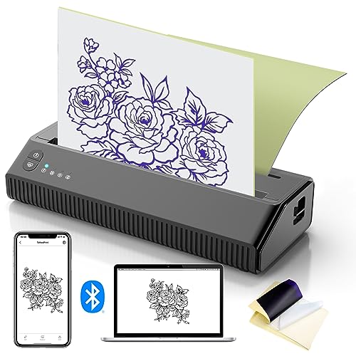 Goyappin Tattoo Printer Bluetooth, 2023 Upgraded Stencil Printer for tattooing, Tattoo Transfer Printer with 10 Pcs Transfer Paper for Thermal Printer Tattoo,Compatible with Android,iOS,iPhone&PC