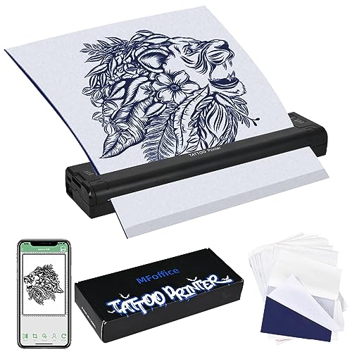 MFoffice MF108 Bluetooth Tattoo Stencil Printer, Tattoo Transfer Stencil Machine for Tattoo Artists, Wireless Tattoo Thermal Copier Printer Compatible with Smartphone and Tablet