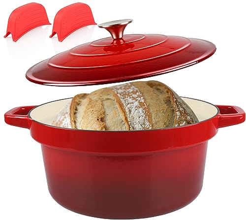 CUKOR 6QT Dutch Oven Pot With Lid,Ceramic Dutch Ovens for Sourdough Bread Baking,Enameled Cast Iron Bread Cooking Pot,Non-Stick,Oven Safe (10 Pcs Bread Paper Liners)