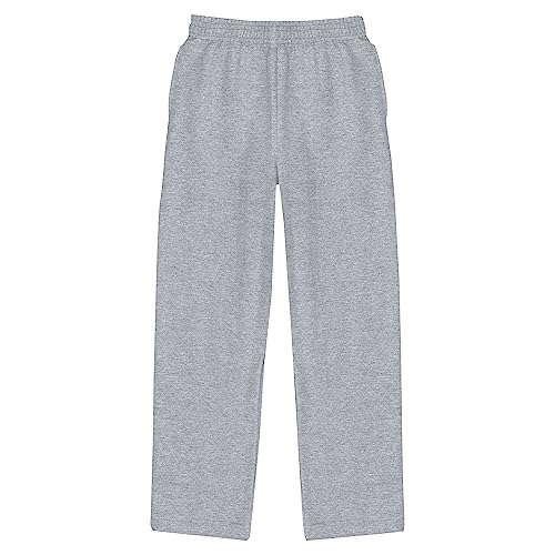 Hanes Boys' EcoSmart Open Leg Sweatpants, Midweight Fleece Pants with Pockets, Light Steel