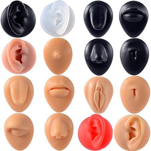 CHUANCI 1PC Soft Silicone Body Part Model Human Ear Mouth Eye Tongue Navel Model Display Puncture Display Simulation for Jewelry Display Teaching Tool (1PC Fresh Color Female Labium)