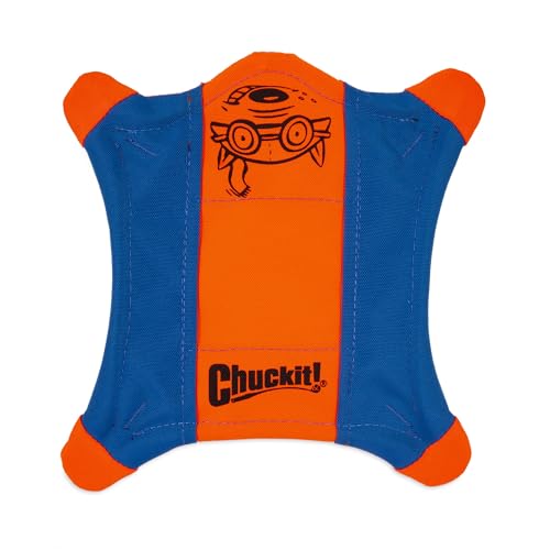 Chuckit! Flying Squirrel Fetch Dog Toy, Size Medium (9.5" Diameter), Orange & Blue, for Medium Dog Breeds