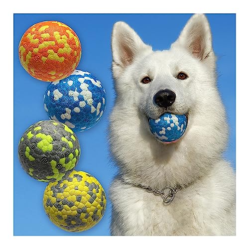 Mankoda Dog Balls, Indestructible Tennis Balls for Dogs, Durable Bouncy Dog Toy Balls for Aggressive Chewers, Interactive Dog Toys for Fetch Game, Lightweight Floating Dog Toys (4 Balls)
