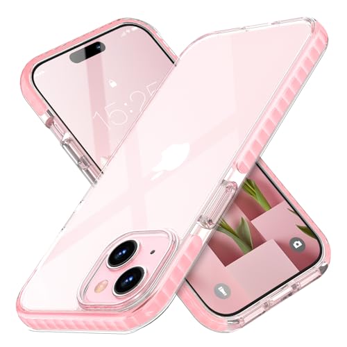 MATEPROX Compatible with iPhone 15 Plus Case, Clear Thin Slim Crystal Transparent Cover Shockproof Bumper Case for iPhone 15 Plus 6.7" 2023-Pink