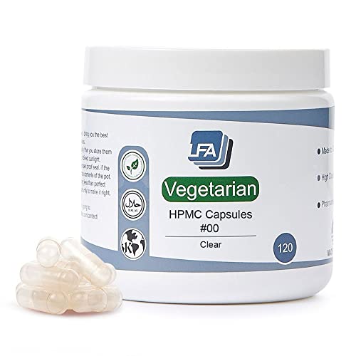 Empty 00 Capsules - Vegan HPMC - 120 Count - Empty Pill Capsules for Capsule Filling Tray - Joined Vegetarian Caps Easy Snap for DIY Powder Supplement Pills - Certified Halal Kosher