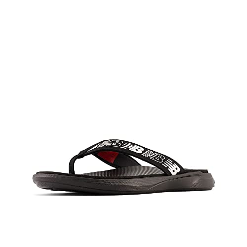 New Balance Women's 340 V1 Flip-Flop, Black/Black/White, 8