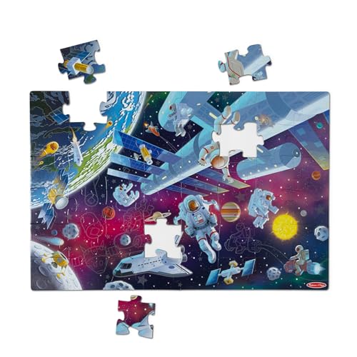 Melissa & Doug Outer Space Glow-in-The-Dark Cardboard Jigsaw Floor Puzzle  48 Pieces, for Boys and Girls 3+ -