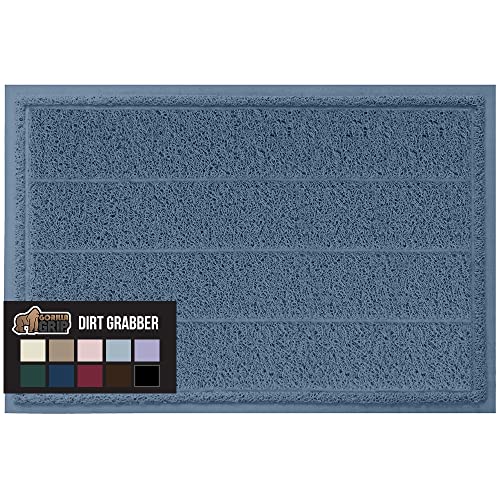 Gorilla Grip Stain and Fade Resistant Dirt Grabber Mesh Door Mat, Low-Profile, Heavy Duty Quick Dry Striped Doormat, Mats for Indoor Outdoor Entry, Shoe Scraper, Garage Entrance Mat, 35x23, Navy Blue