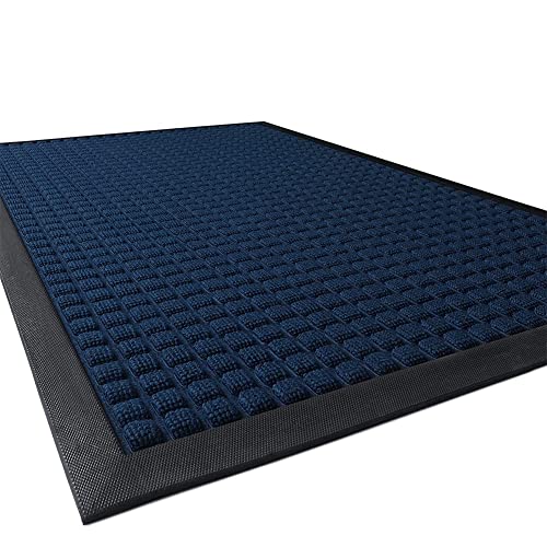 MontVoo-Door Mat Outdoor Indoor Entrance Doormat-Thick Front Door Welcome Mat Absorbent Outdoor Entrance Non Slip Entryway Rugs Indoor Door Mats for Home Entrance-Navy Blue 17"x30"