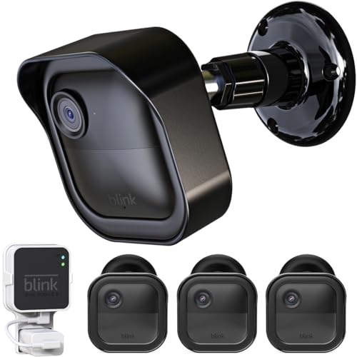All-New Blink Outdoor Camera Housing and Mounting Bracket (4th Gen & 3rd Gen), 3 Pack Protective Cover and 360 Adjustable Mount with Sync Module 2 Outlet Mount (Black)