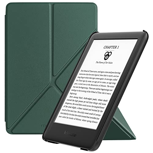 MoKo Case Fits 6" All-New Kindle (11th Generation-2022 Release), Origami Standing Shell Cover with Magnetic PC Back Cover for Kindle 2022 11th Gen e-Reader, Dark Green