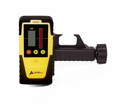 AdirPro Universal Rotary Laser Detector - Digital Rotary Laser Receiver with Dual Display and Built-In Bubble Level, Compatible with All Red Rotary Lasers - Rod Clamp Included