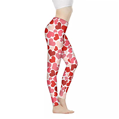 PZZ BEACH Valentine's Day Pink Red Heart Yoga Legging High Waisted Fitness Tight Pants Sports Clothing XS-3XL