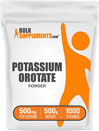 BulkSupplements.com Potassium Orotate Powder - Potassium Supplement, Potassium Orotate 500mg, Potassium Powder - Gluten Free, 500mg (95mg Potassium) per Serving, 500g (1.1 lbs)