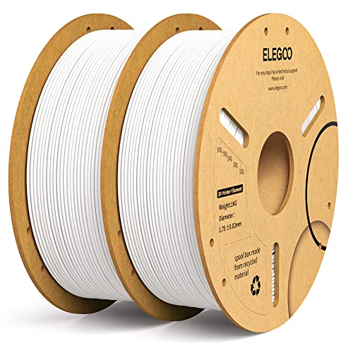 ELEGOO PLA Plus Filament 1.75mm White 2KG, PLA+ Tougher and Stronger 3D Printer Filament Pro Dimensional Accuracy +/- 0.02mm, 2 Pcs 1kg Spool(2.2lbs) Fits for Most FDM 3D Printers