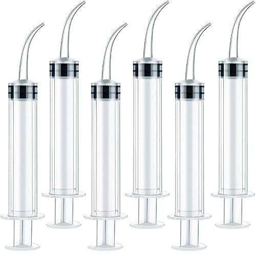 6 Pack Dental Irrigation Syringe, Wisdom Teeth Syringes with Curved Tip for Tooth