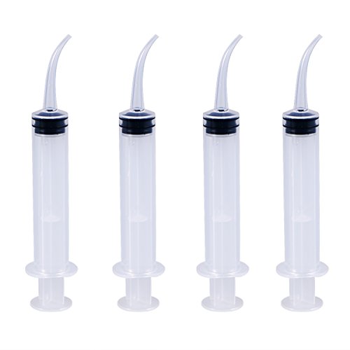 4pcs Disposable Dental Irrigation Syringe with Curved Tip Colostrum Syringes for Dental Care