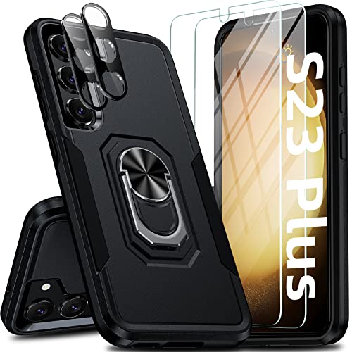 Oneagle for Samsung Galaxy S23+ Plus Case[6 in 1], Samsung S23+ Plus Phone Case 5G with [360 Rotatable Kickstand Ring][2X Lens Protectors & 2X Screen Protectors] Shockproof Case for S23 Plus 6.6 inch