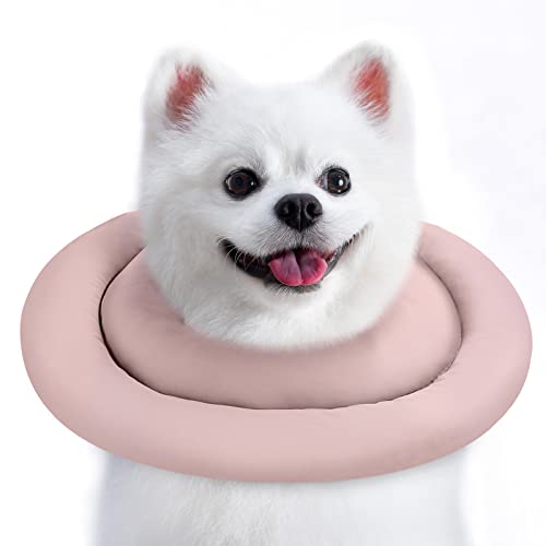 GoGoPaw Soft Dog Cones for Small Medium Dogs and Cats, Adjustable Dog Donut Collar Water Proof Dog Cone Alternative After Surgery, Pet Recovery Collar for Large Dogs to Stop Licking(Pink, M-8)