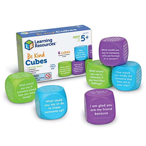 Learning Resources Be Kind Cubes - 6 Pieces, Ages 5+, Social Emotional Learning Toys, Speech Therapists Materials, Emotional Intelligence Toys