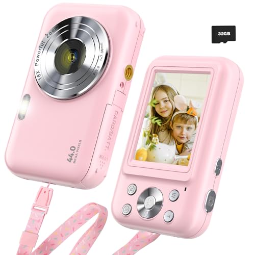 2nd Gen Upgraded Digital Camera, FHD 1080P Digital Camera for Kids with 32GB Card, Vlogging Camera for Video Anti-Shake, Portable Point and Shoot Camera Fill Flash 16X Zoom, Small Camera for Travel