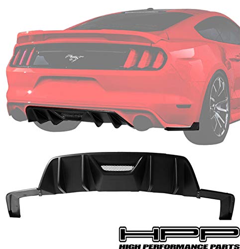 High Performance Part Rear Bumper Lip Diffuser (Unpainted Matted Black) Compatible for 15-17 Ford Mustang 2-Door HN HPE700/750