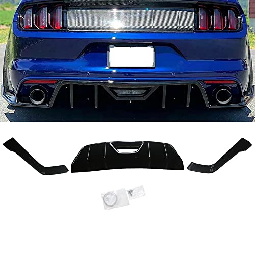 NINTE Rear Diffuser for 2015 2016 2017 Ford Mustang Lower Bumper Lip Gloss Black Splitter