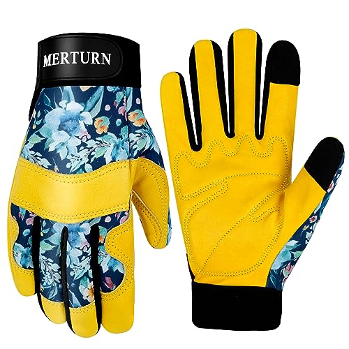 MERTURN Tough Leather Gardening Gloves Cactus Work Gardening Gloves for Women Thorn Proof Working Gloves Gardening Gifts, Color A