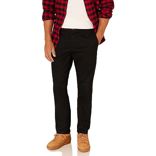 Amazon Essentials Men's Slim-Fit Wrinkle-Resistant Flat-Front Chino Pant, Black, 32W x 30L