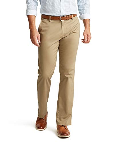 Dockers Men's Straight Fit Signature Lux Cotton Stretch Pant, New British Khaki, 36W x 30L