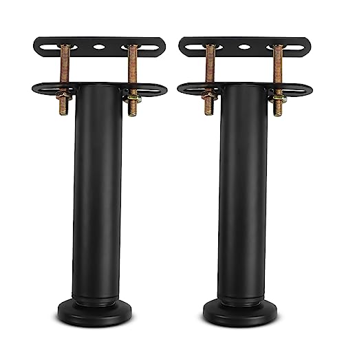 Bed Support Legs, Metal Adjustable Legs for Bed, Heavy Duty Bed Center Frame Middle Reinforce Circular Bottom Extendable Slat Support Leg for Cabinet Sofa Bed Frame Replacement Parts (Black 2 Pcs)