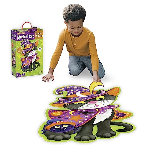 Peaceable Kingdom Shimmery Magical Cat Floor Puzzle  Giant Halloween Puzzle for Kids Ages 3 & up  Fun-Shaped Puzzle Pieces  Great for Classrooms