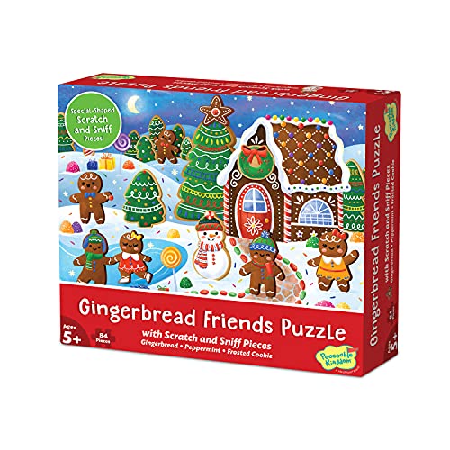 Peaceable Kingdom Gingerbread Friends Scratch and Sniff Puzzle for Kids Ages 5 & Up  84 Pieces with 7 Special Scented Pieces  14 x 19