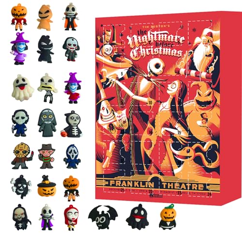 Halloween Advent Calendar 2023, Halloween Horror Figures Advent Calendar, 24Pcs Halloween Countdown Calendar with Surprise Toys, Scary Halloween Doll Collectible Figures Gift