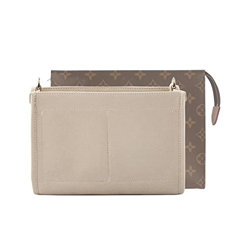 OULARIO Felt Insert Organizer Bag In Bag Fit Purse LV Toiletry Pouch 26 19, Lv Pouch 26 Khaki, Middle