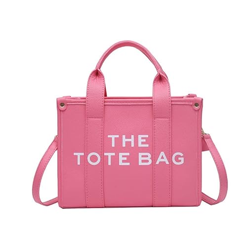 NEGBIU Tote Bags for Women, Leather Mini Tote Bag with Zipper, Shoulder/Crossbody/Handbag10.2 * 7.8 * 3.5in (Rose Red)