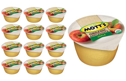 Motts Fruit Snacks on the Go| Organic Applesauce Tasty bite Apple sauce Snacks |Made From Apples that is Unsweetened & No Sugar Added Gluten Free Snacks for Kids & Adults| Nut & Dairy Free - Vegan Snacks Keto Friendly| Bundled with BETRULIGHT Fridge Decal, 3.9 oz. Cups, (Pack of 12 Cups Total)
