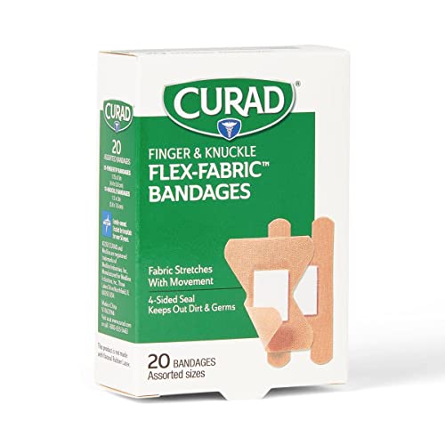 CURAD Flex-Fabric Finger and Knuckle Bandages, Assorted Sizes, 20 Count