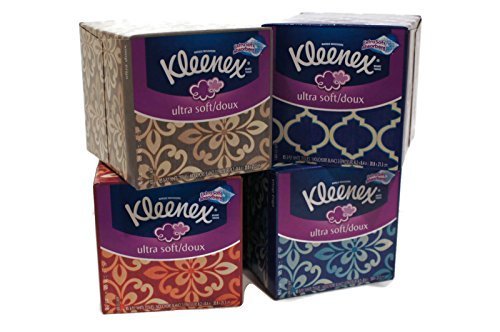 Kleenex Ultra Soft Facial Tissues 85 Count 3-ply,Assortment Color (Pack of 4)