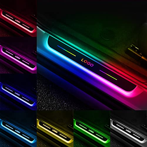 LED Car Door Sill Lights, Customizable Car Door Welcome Courtesy Lights, Auto-Sensing Waterproof Wireless Car Threshold LED Lights for All Car Models, Personalized Logo or Text
