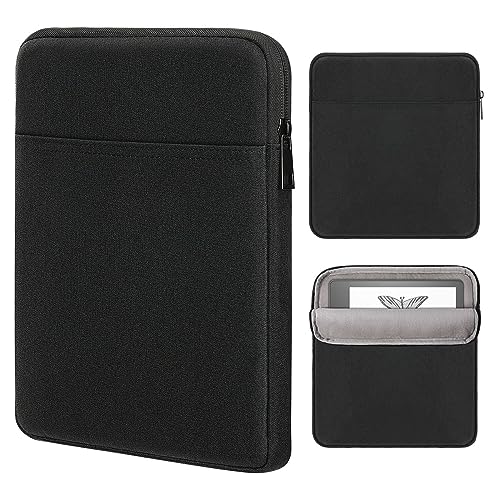 MoKo Tablet Sleeve Compatible with Kindle Scribe 10.2 inch 2022 Release, Protective Bag Carring Case Portable Sleeve with Dual Pockets and Pen Holder, Scratch-Resistant Soft Fluffy Lining, Black
