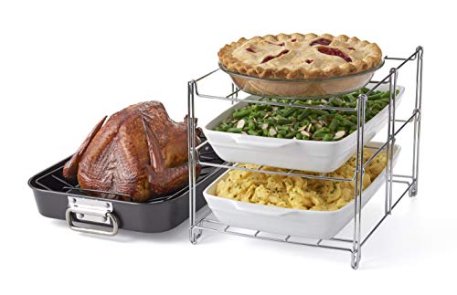 Nifty Solutions Oven Insert with Large Non-Stick 3-Tier Baking Rack, ROASTING PAN INCLUDED, Charcoal and Chrome