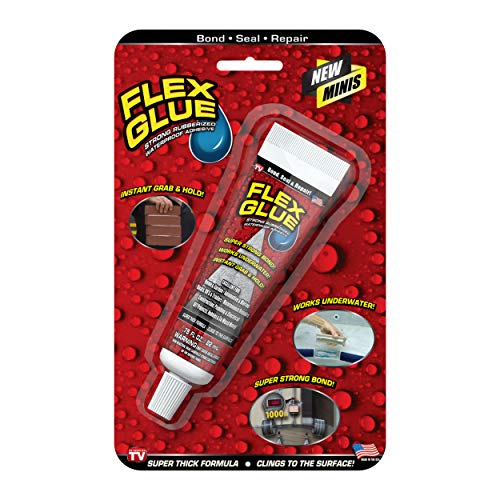 Flex Glue, Mini, White, Super Strong, Rubberized Waterproof Adhesive, Works Underwater, Use On Pools, Showers, Outdoors, Concrete, Brick, Pavers, Masonry, and UV Resistant