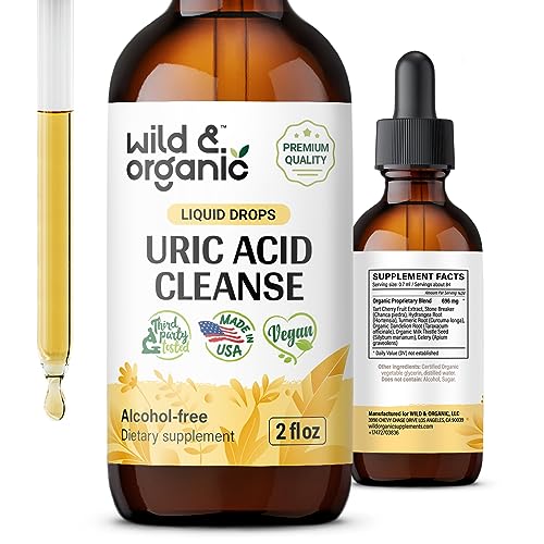 Uric Acid Cleanse Liquid Supplement - Uric Acid Support Drops with Tart Cherry, Chanca Piedra, Celery, Turmeric Root, Milk Thistle Seed - Vegan, Alcohol Free Tincture - 2 fl oz